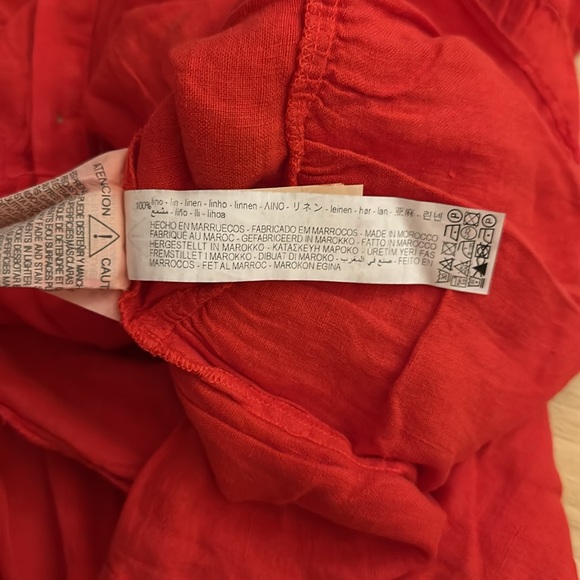 Zara red linen button down mini dress size extra small - Picture 6 of 6